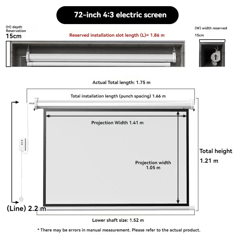 Upgrade Projection Screen Electric Home Remote Control Automatic Lifting Light Wall Hanging Screen Bedroom Home Theater Projecti