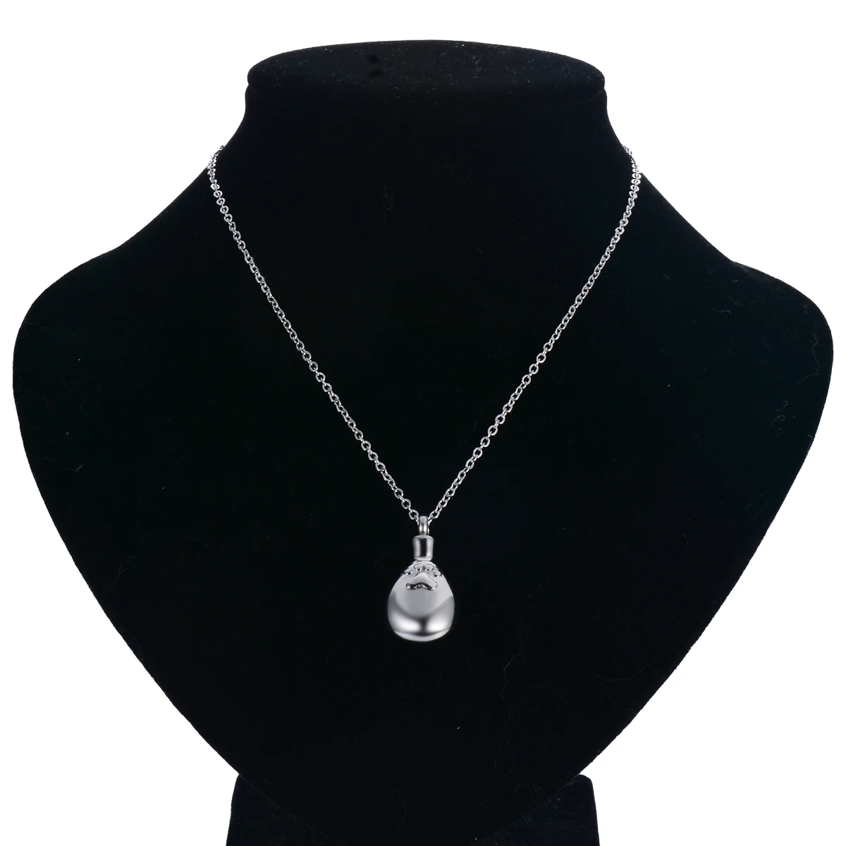 Drop Water with Paw Print Urn Necklace Stainless Steel Cremation Pendant For Ashes Keepsake Jewelry For Pet with funnel Knit