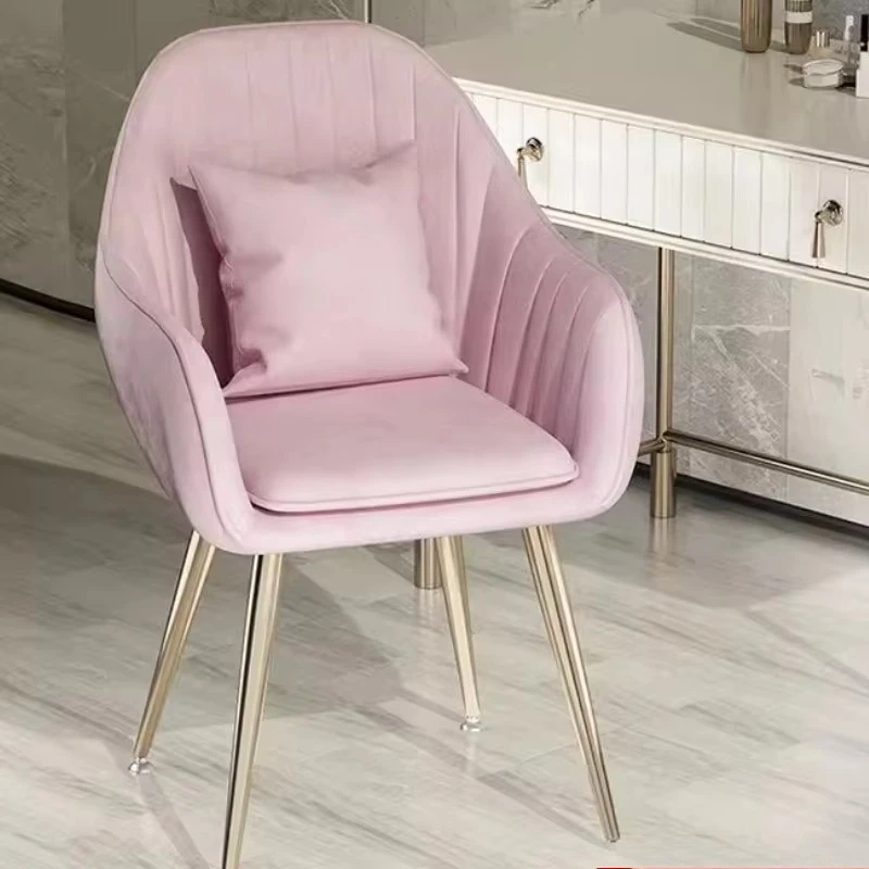 

Nordic Instagrammable Chair, Velvet Vanity Stool with Backrest, Modern Dining Room Seat, Ergonomic Minimalist Accent Chair