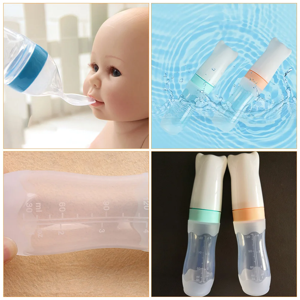 

120ml Silicone Infant Feeder Rice Cereal Spoon Bottle Squeeze Feeding Cup Portable Baby Supplement Food Feeding Tool