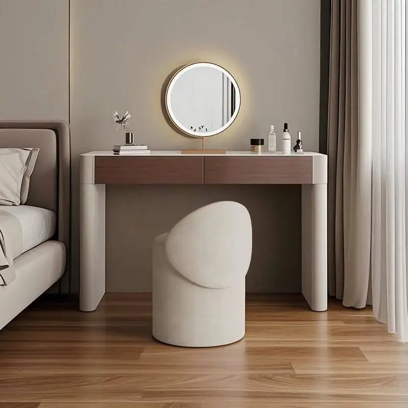 

Wooden Brown Vanity Table Dest Drawer European Modern Corner Makeup Vanity Desk Space Saving Coiffeuse De Chambre Furniture Home