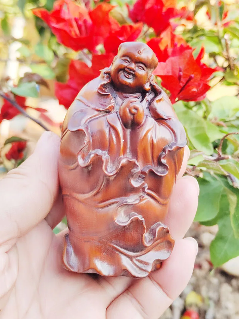 

ZQ063 - 9 x 4 x 4 CM Hand Carved Boxwood Figurine Carving - Buddha Buddist Monk