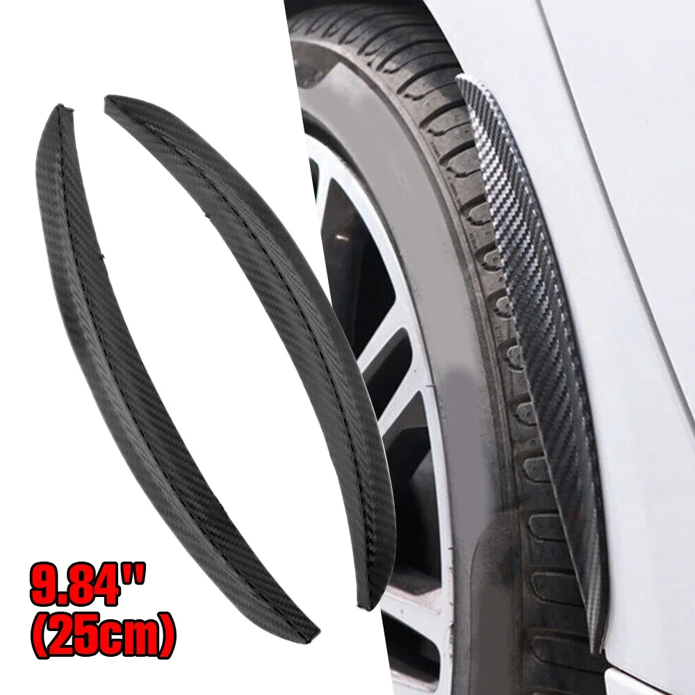 2pc Carbon Fiber Rubber Car Wheel Eyebrow Universal Protector Trim Fender Flare Extension Arches For Cars Mud Flap Splash Guards