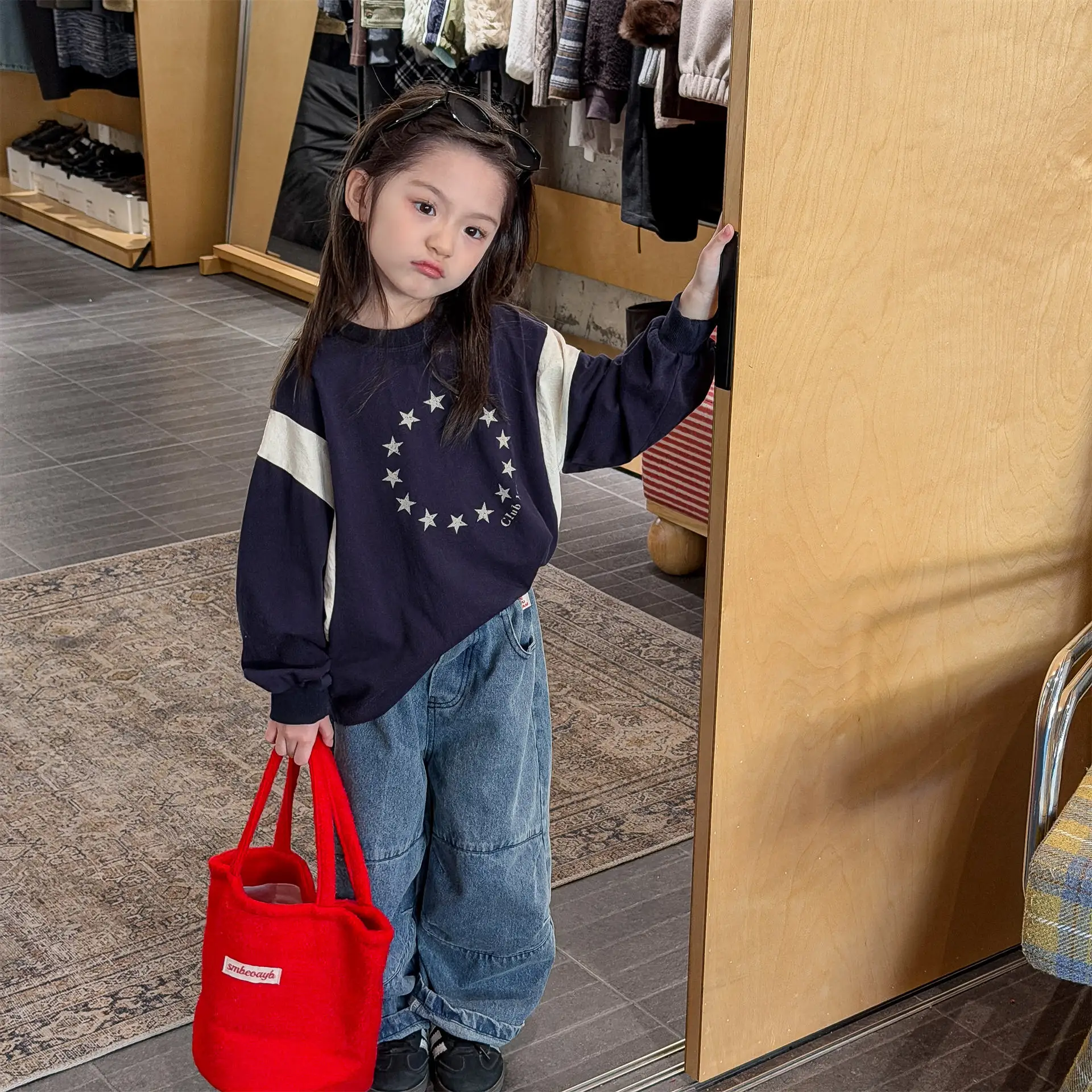 2026 Spring Kids Korean Style Denim Pants for Boys Girls Children's Long Trousers Cargo Crotch Drop Harem Pants Toddler Jeans 3