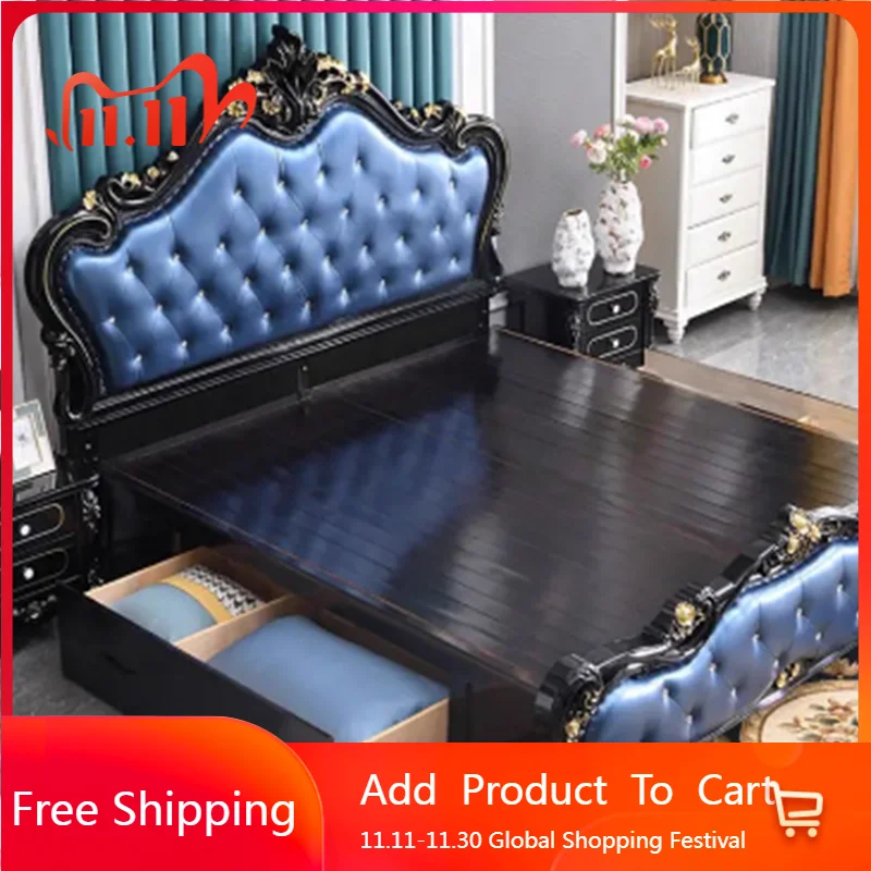 

European Storage Bed Headboards Double Simple Multifunctional Safe Queen Massage Bed Sleeping Platform Cama Unique Furniture