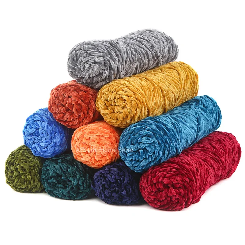 10pcs Velvet Knitting Yarn Crochet Texturized Threads Polyester Blended Cotton Chenille Yarn Baby Blanket Suggest Needle 4mm-5mm