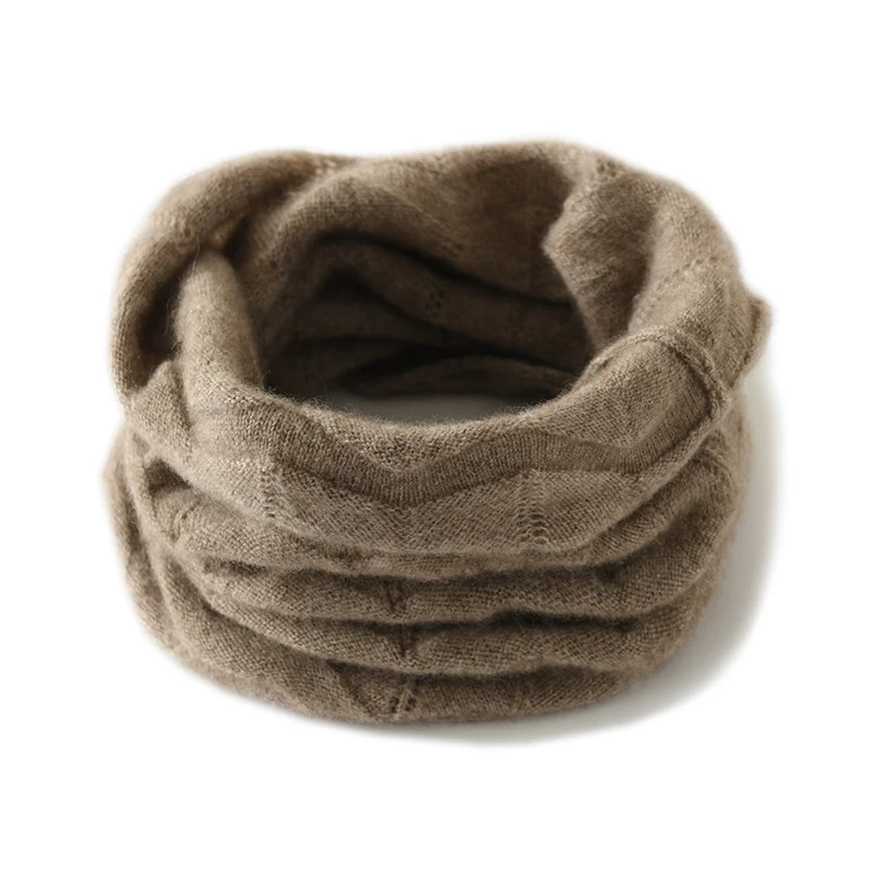 

100% Pure Cashmere Neck Cover Winter Warm Scarf Knitted Fake Collar Solid Color Hollow Head Ring Male/Female Universal
