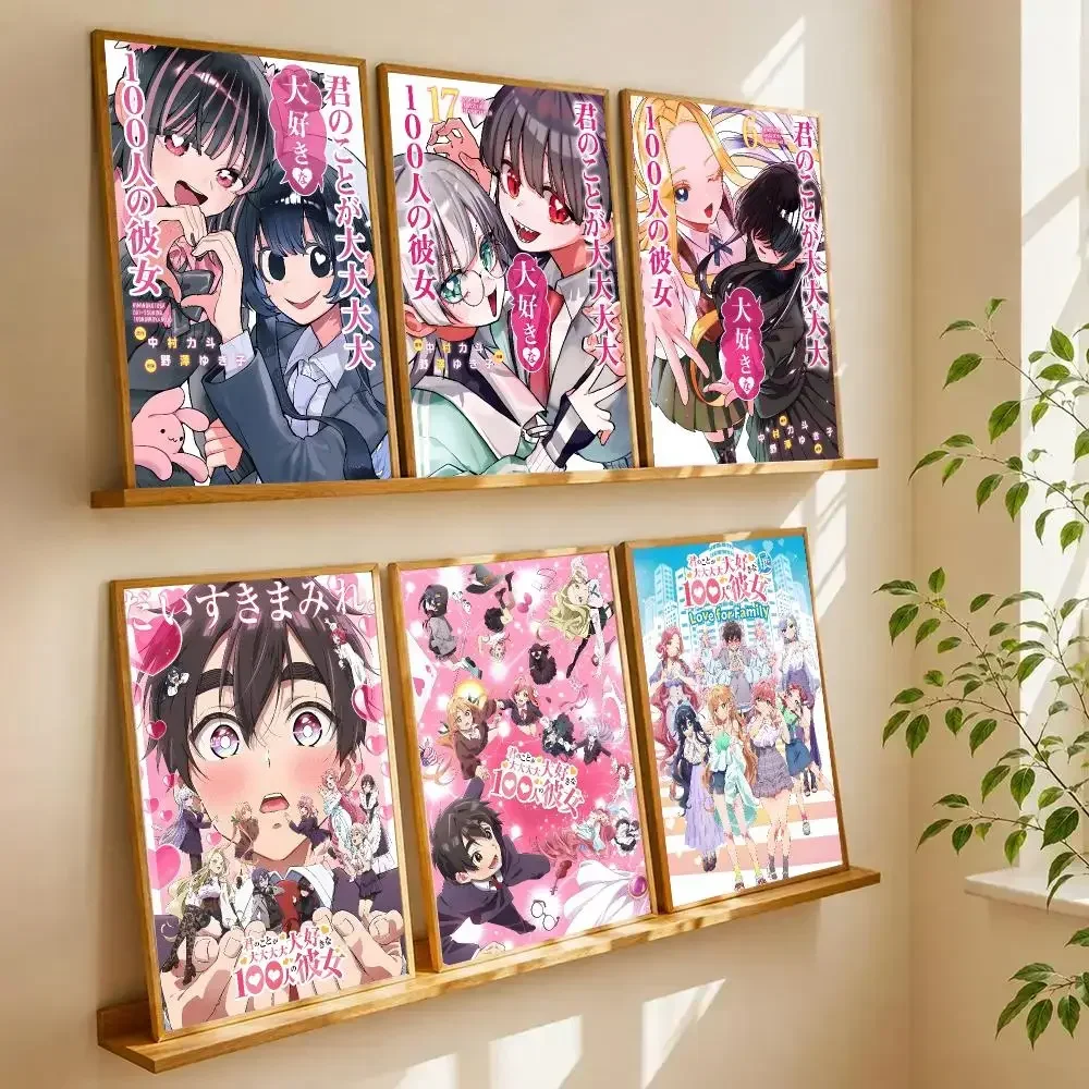 Classic Anime The 100 G-Girlfriends Who Really Love You 3 Poster Self Adhesive Wall Art Decor for Bedroom Room Home Decor Gift