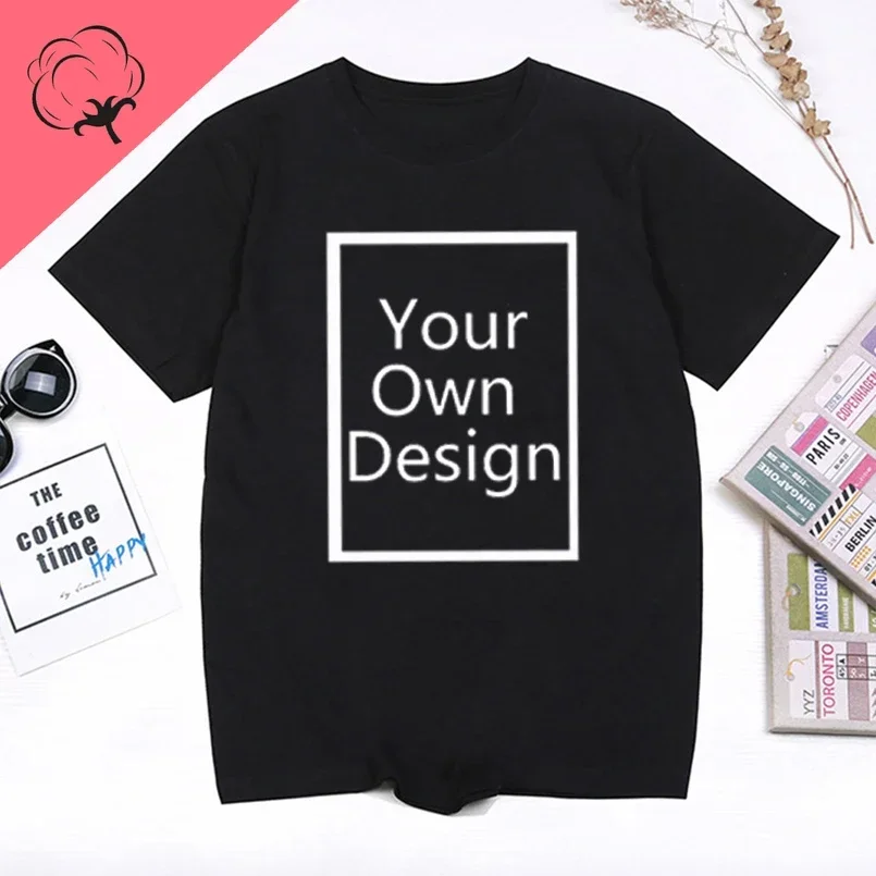 Camiseta impressa personalizada do lazer dos homens, DIY, seu como a foto ou logotipo, tops personalizados da moda, 100% algodão