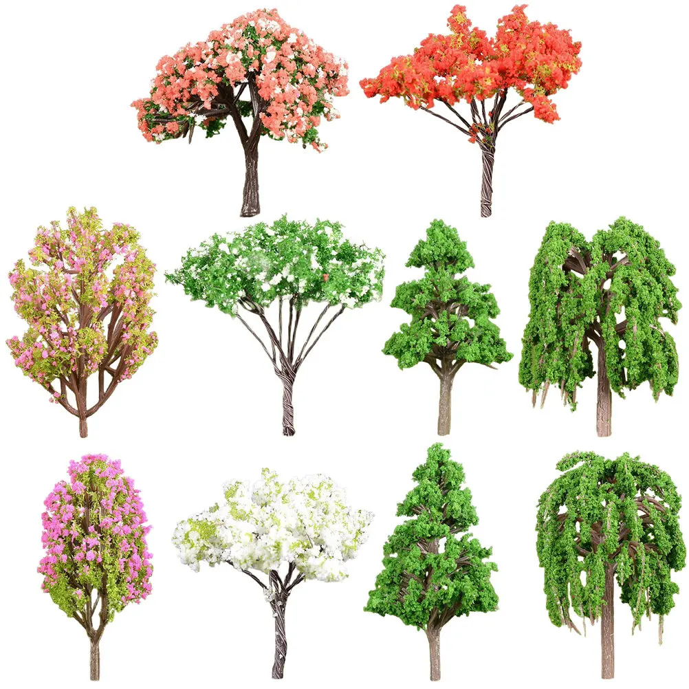 

10Pcs Micro Landscape Tree Simulated Ornaments Lightweight Sand Table Fake Tree Miniature Green Landscape Decor for Home Mini