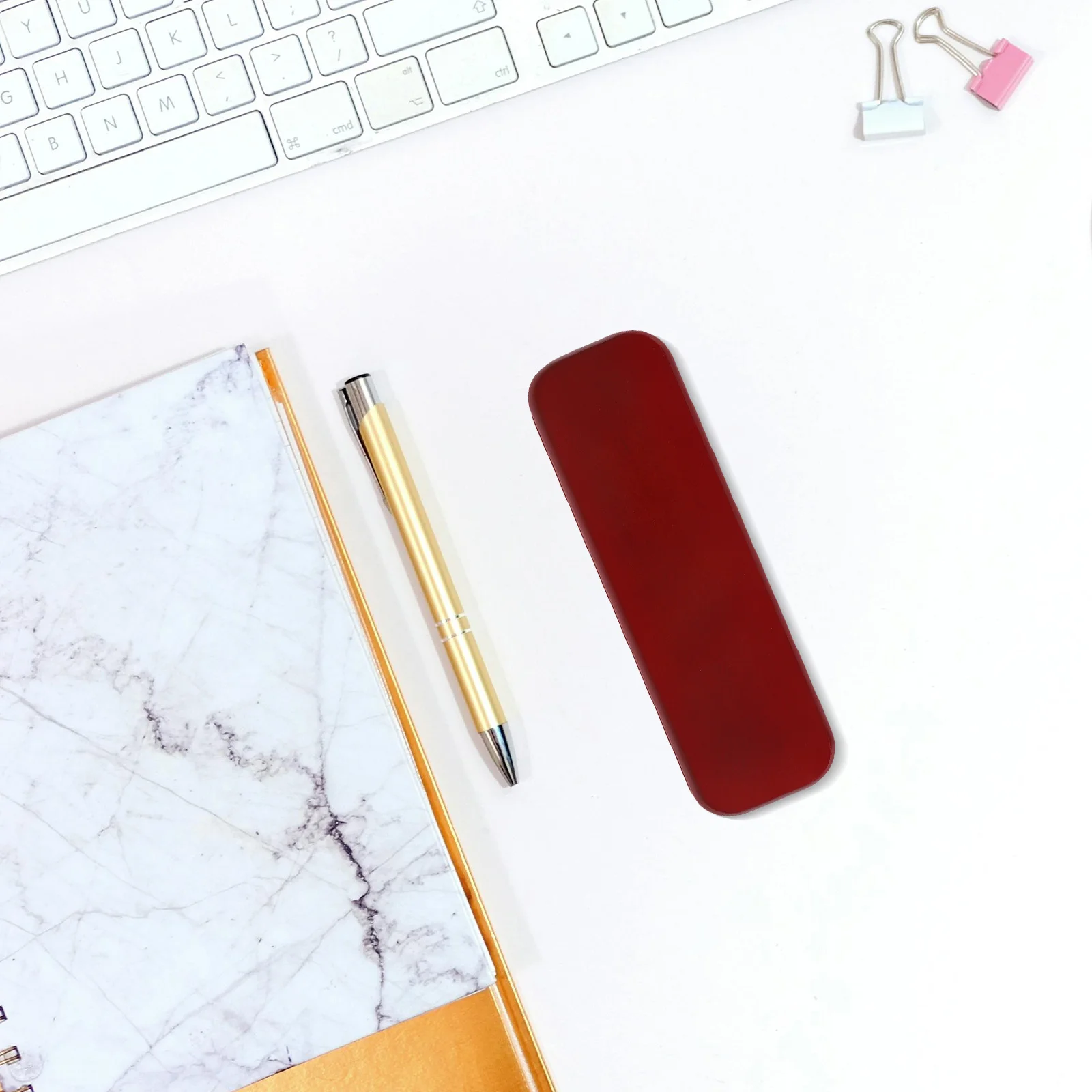 

Wooden Storage Box Dual Slot Red Solid Wood Finish For Fountain Pen Organizer Desk Pencil Case Vintage Pen Holder Office Jewelry