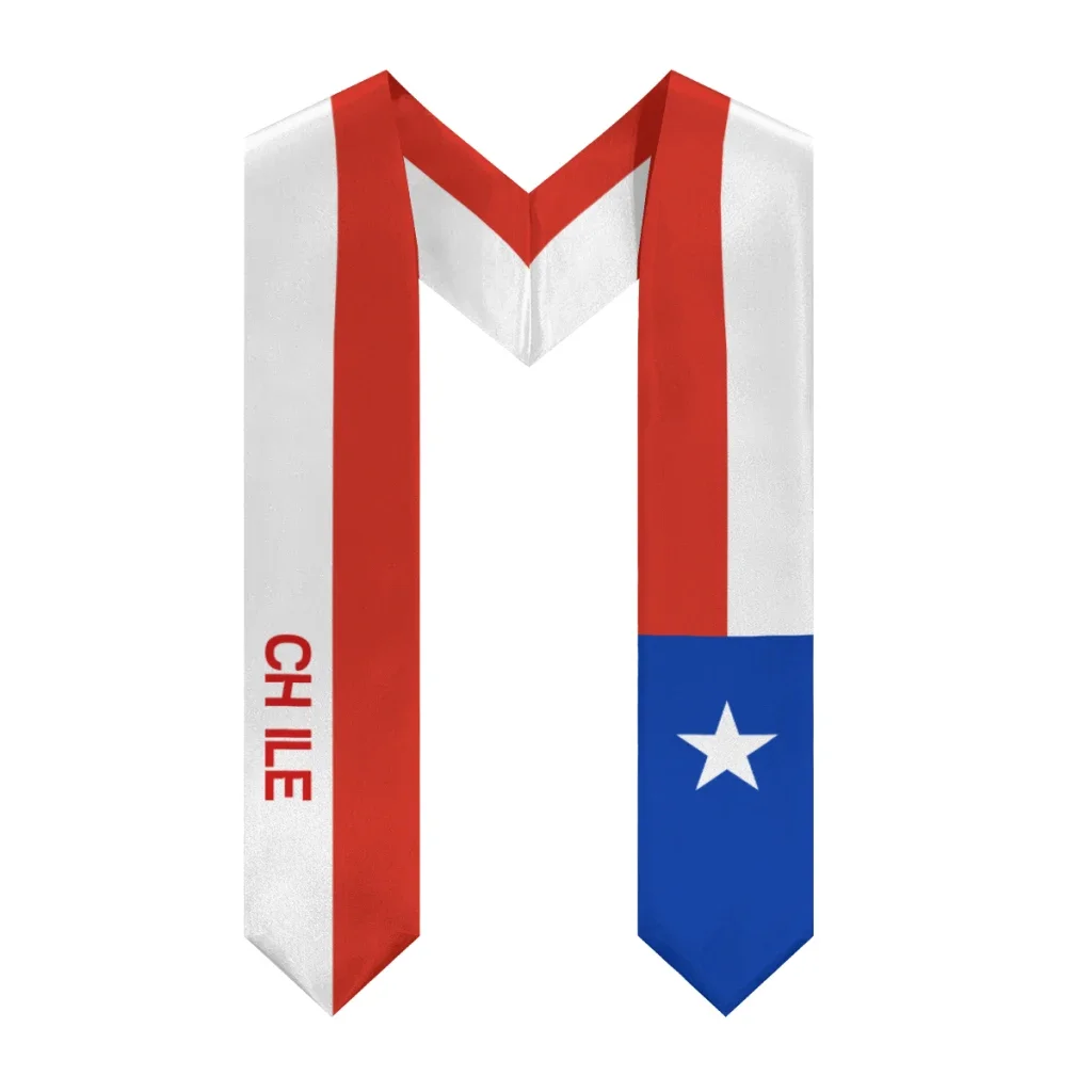 Customization More Design Graduation Shawl Chile Flag & United States Flag Stole Sash Honor Study Aboard International Students