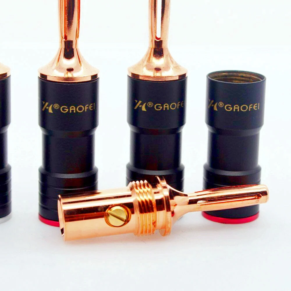 4 قطعة Hifi الصوت 5 مللي متر gaofei GF-RED011B الأحمر النحاس RCA الموز التوصيل المقبس موصل ل أمبير الصوت المتكلم CD لاعب
