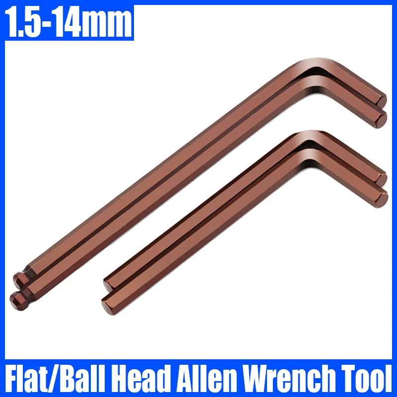 

1-2PCS 1.5-14mm Flat/Ball Head Hex Key S2 Steel L Type Allen Wrench High Strength Hex Wrench L Wrench Tool Hand Tools