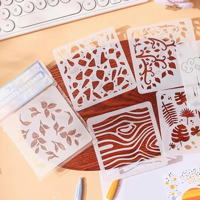 6 шт. трафареты с цветами для живописи, трафареты для журналов, декоративный шаблон с цветами