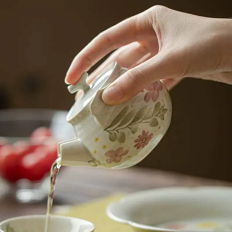 Wuyintang retro Coarse Pottery Hand Held Pot Household Ceramic With Filter Anti Scalding Kung Fu Tea Set Teapot