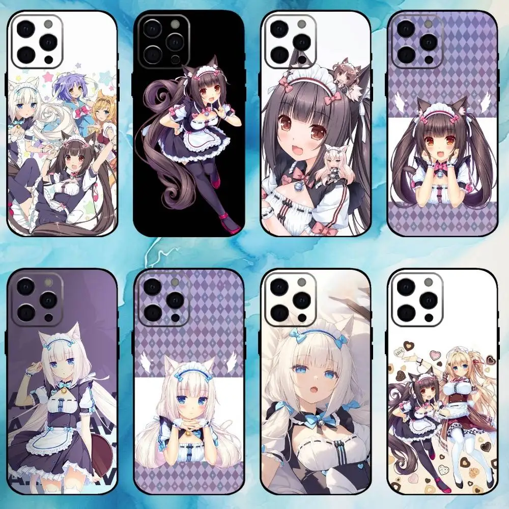 

N-Nekopara girls Game Phone Case For iPhone17,16,15,14,13,12,11 Plus,Pro Max Soft Black Cover