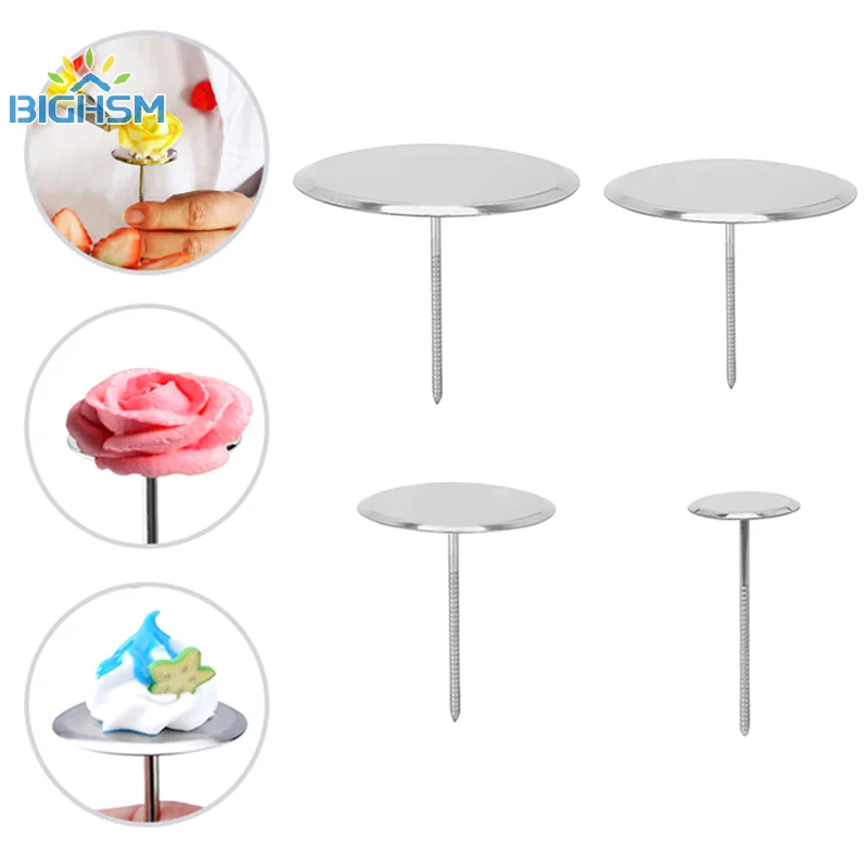 Stainless Steel Piping Nail Tips Cake Chocolate Biscuit Flower Decorating Needle Stand Cream Transfer Tray Baking Pastry Tool