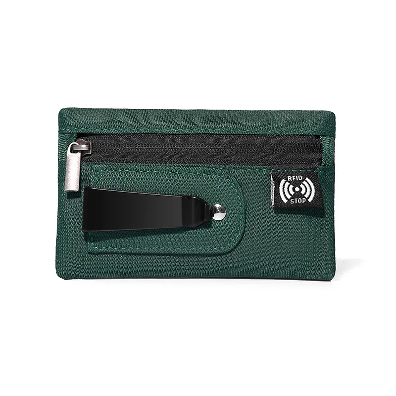 1 x Mini-Geldbörse, einfache Stofftasche mit Reißverschluss und Gürtelclip, nicht geflochtener RFID-blockierender Geldbeutel-Organizer für Bargeld und Münzen – Detail 9