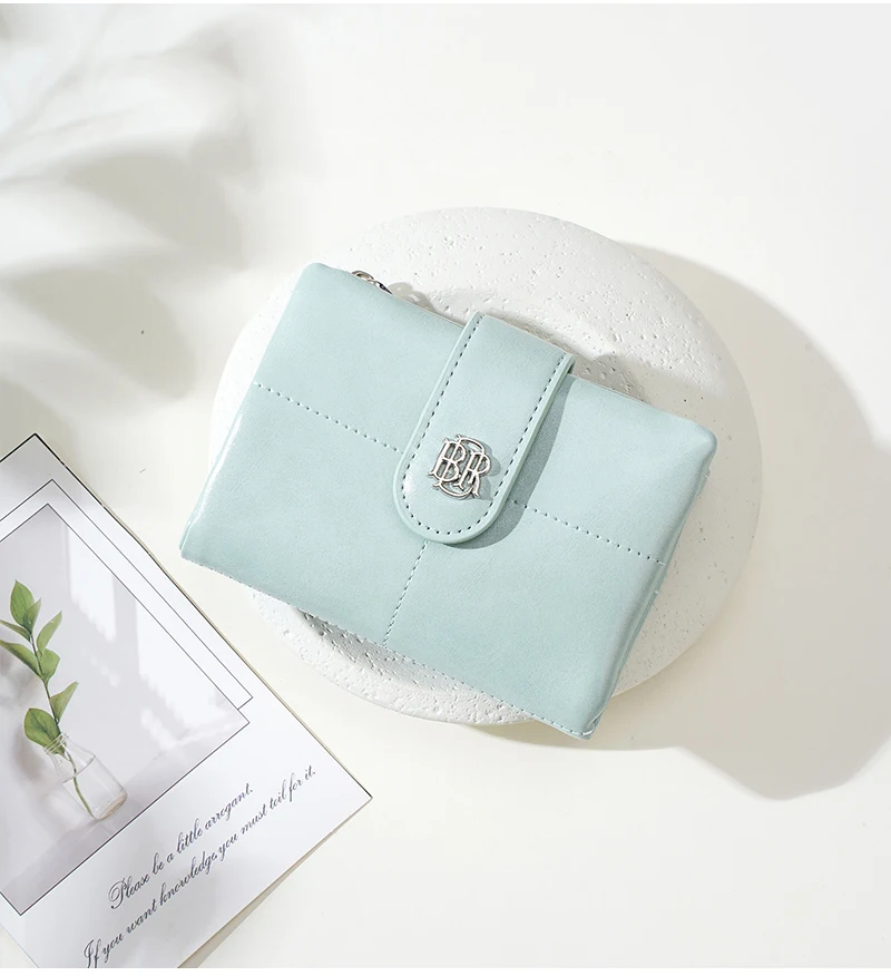 Baellerry Geldbörsen aus PU-Leder mit Metallknöpfen für Damen, einfarbig, modische kurze Geldbörsen, weibliche Tasche mit großem Fassungsvermögen und Kartenfächern – Detail 16