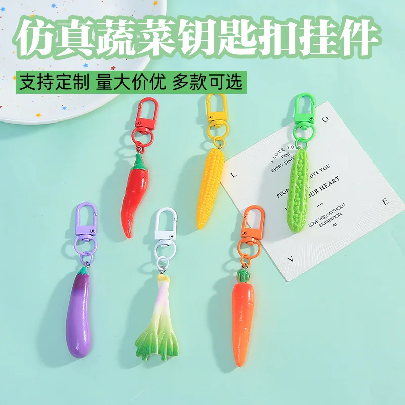 keychain vegetables Carrot Radish Vegetable PVC Resin Pendant Key Chains Funny Carota Wallet Backpack Dangle Charms Keyrings Jew