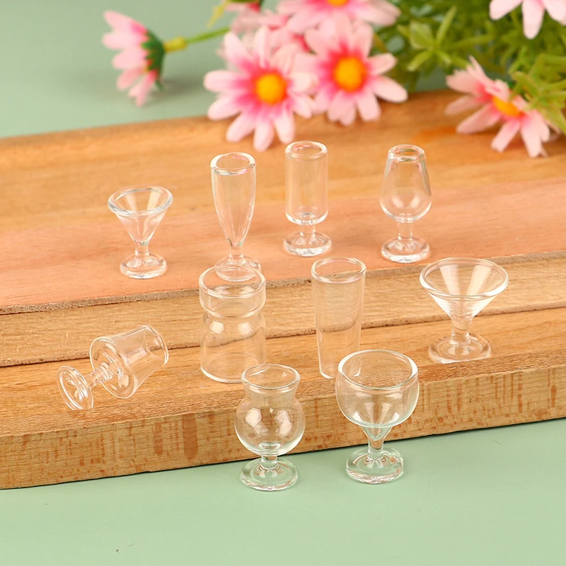 1Pc 1:12 Dollhouse Miniature Glass Cup Champagne Glass Juice Milk Tea Cup Milkshake Cup Glass Jar Home Model Decor Toy