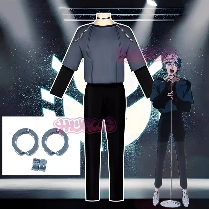 

Anime Alien Stage Cosplay Costume Till Grey Hoodie T-shirt Pants Women Men Party For Halloween Carnival Roleplay Suit dl;1