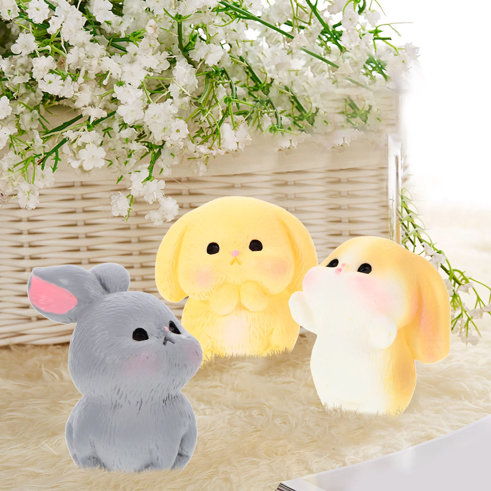 

16Pcs Resin Garden Bunny Miniature Decoration Micro Landscape Bonsai Decor Small Rabbit Ornaments Lightweight Tiny Resin Adorn