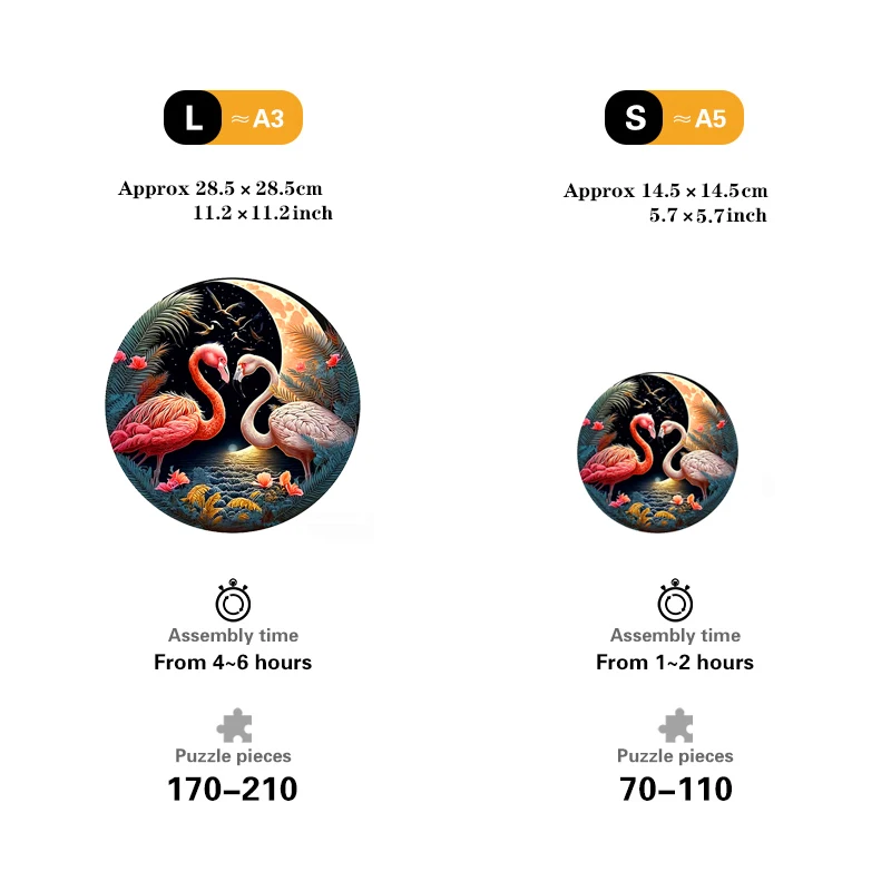 Rompecabezas redondo de madera con tema de flamenco, piezas irregulares de animales, juguete de madera, regalo de Navidad, decoración del hogar, juego familiar