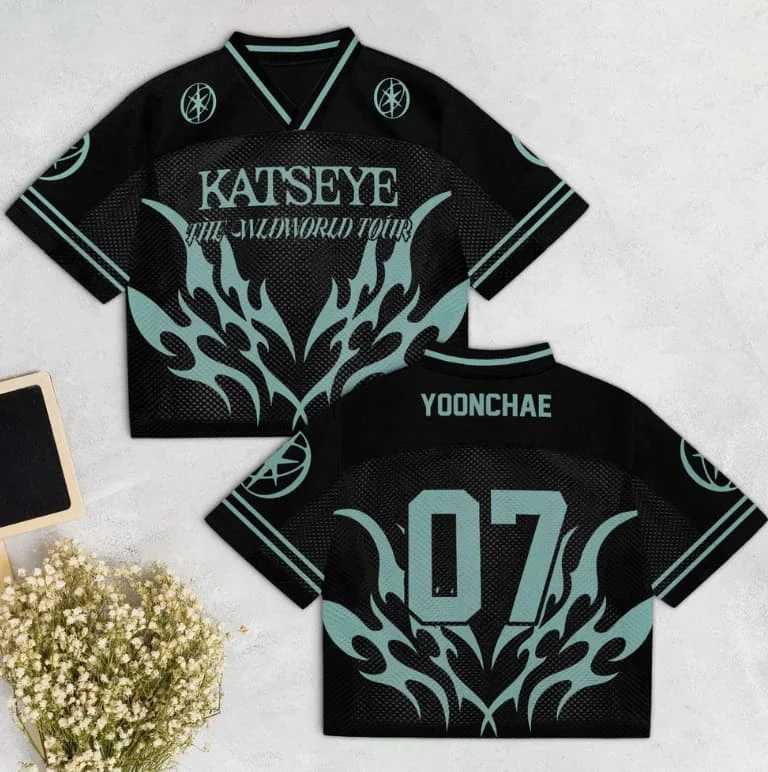 Katseye TheWildworld Tour 2026 Mesh Jersey, CustomFan Concert Outfit,Lightweight K-PopInspired Jersey Family Kids Tees Fashion