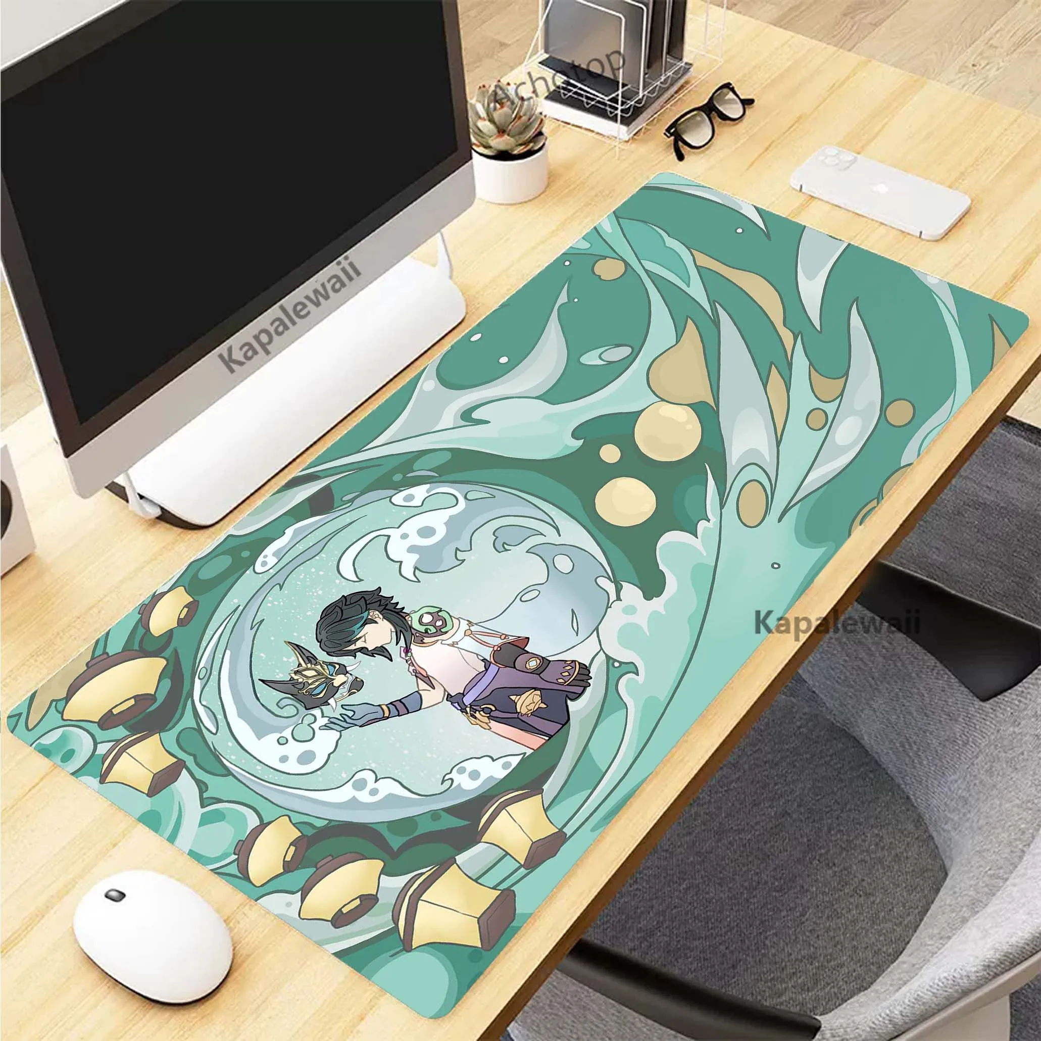 

Genshin Impact Anime Extended Mousepad Gaming Speed Keyboard Pads Desk Mat Office Mouse Pad Tapis de Souris 900x400mm XXL