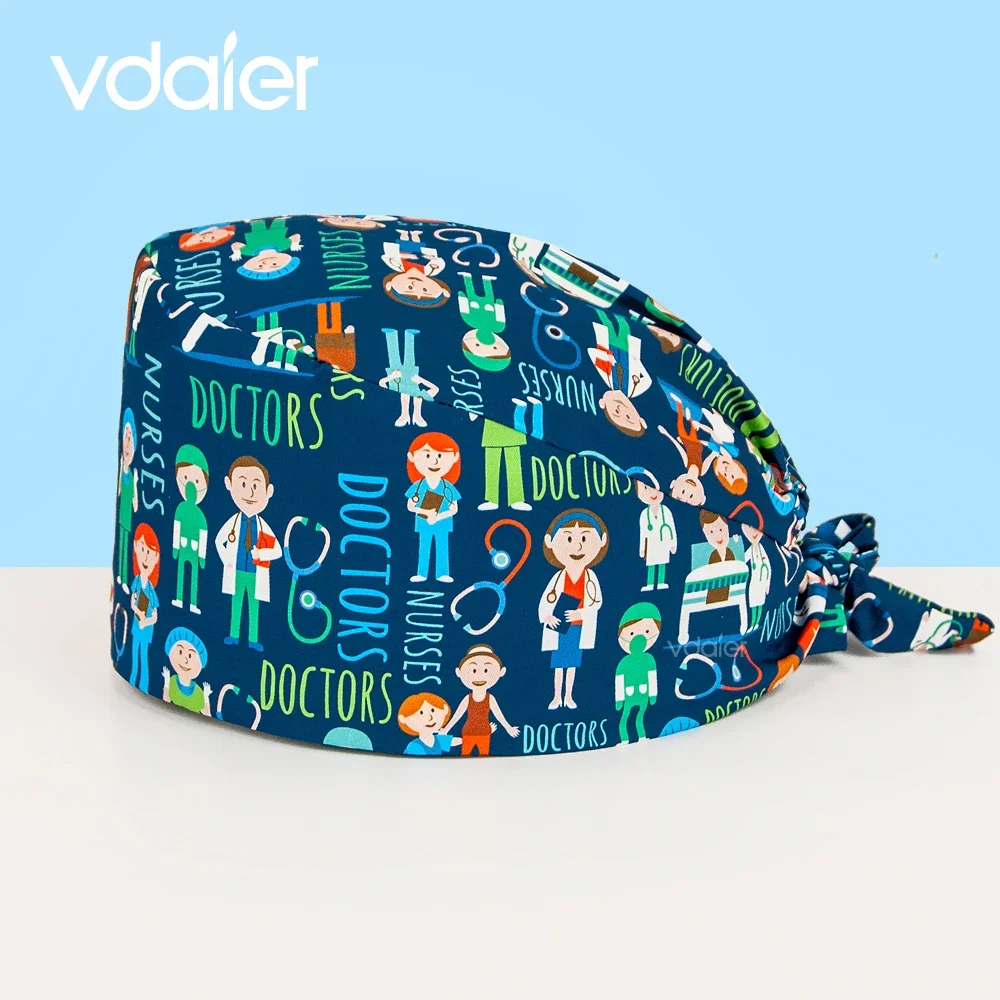 

Multicolor printing Medical Scrub Caps women and man operating room scrub cap Digital Forehead Sweatband Nursing Cap