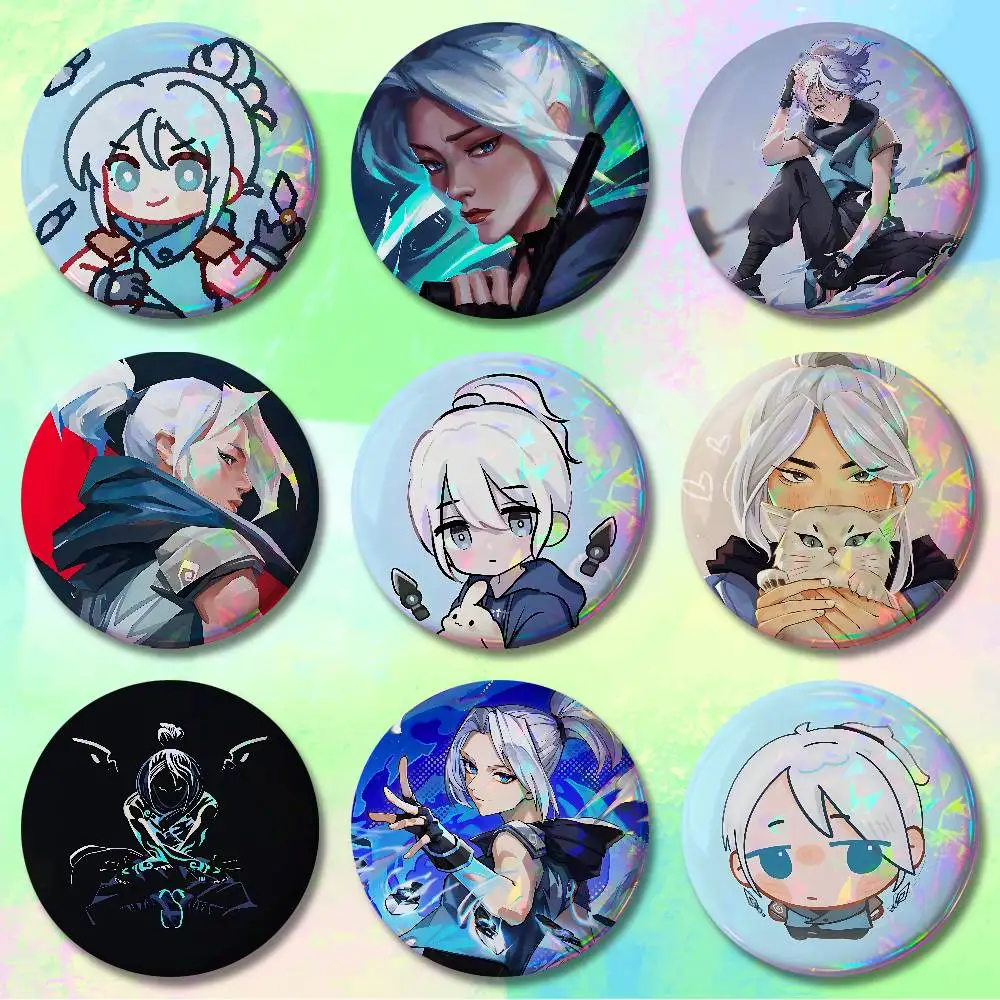 V-Valorants Cool Jett Game Button Pin Daily Stylish Ornament Badge Exquisite Round Brooches Backpack Accessorie