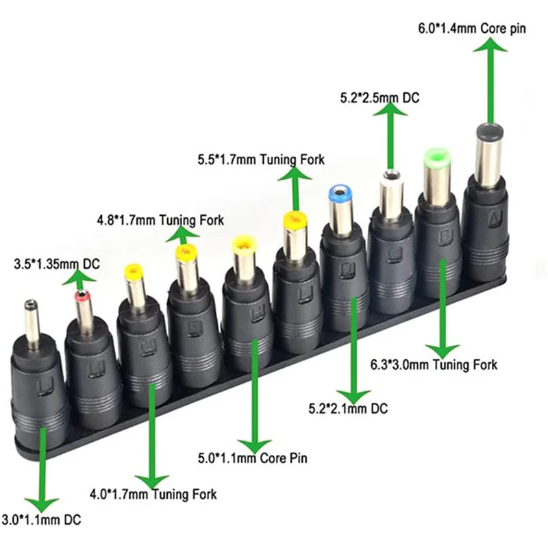 Adaptador de corriente Universal, puntas de conector para Lenovo Thinkpad, juegos de fuente de alimentación de ordenador portátil, juegos de enchufes, 5,5mm x 2,1mm, CC, CA, 38 Uds.