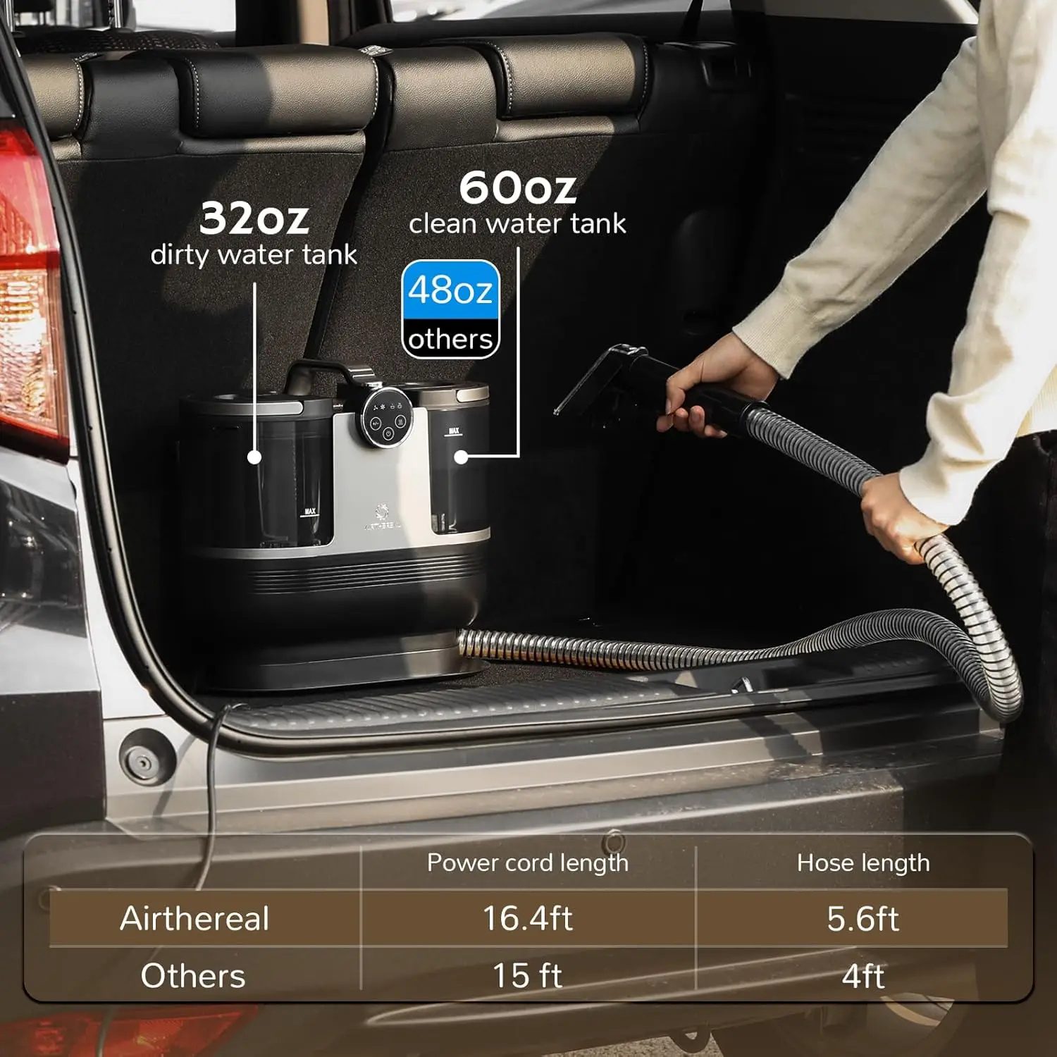 S1 Carpet Cleaner Machine, Instant Heating Portable Upholstery Spot Cleaner, Shampooer Machine with Self-Cleaning, 14 Kpa Stain