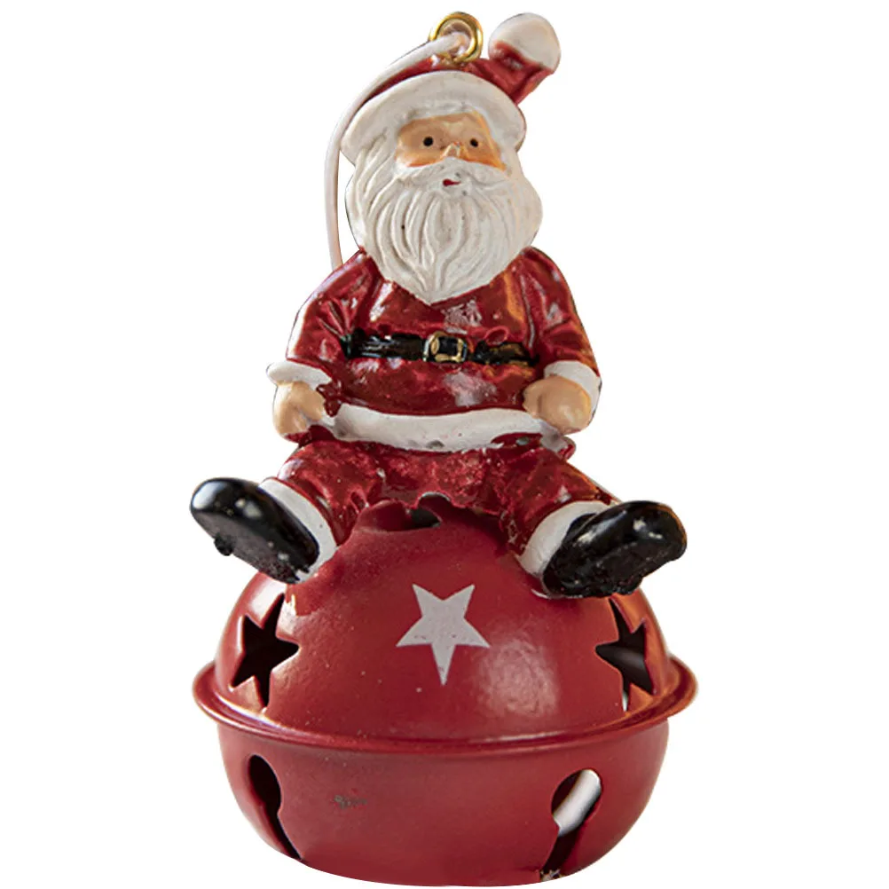 

Compact Christmas Bell Hanging Ornament Santa Claus Resin Iron Xmas Tree Decor Festive Holiday Decoration Party Supplies