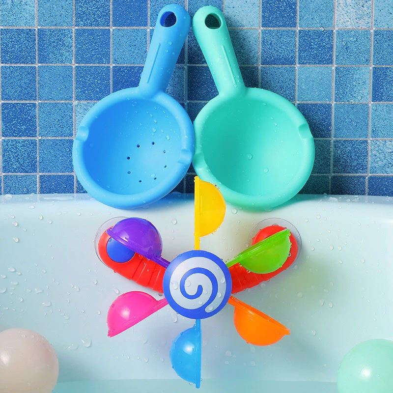 Windmill Baby Bath Toy Washing Hair Cup Toddler Bathtub Colorful Waterwheel Bathing Sucker Child Shower Sprinkler Toy Windmill