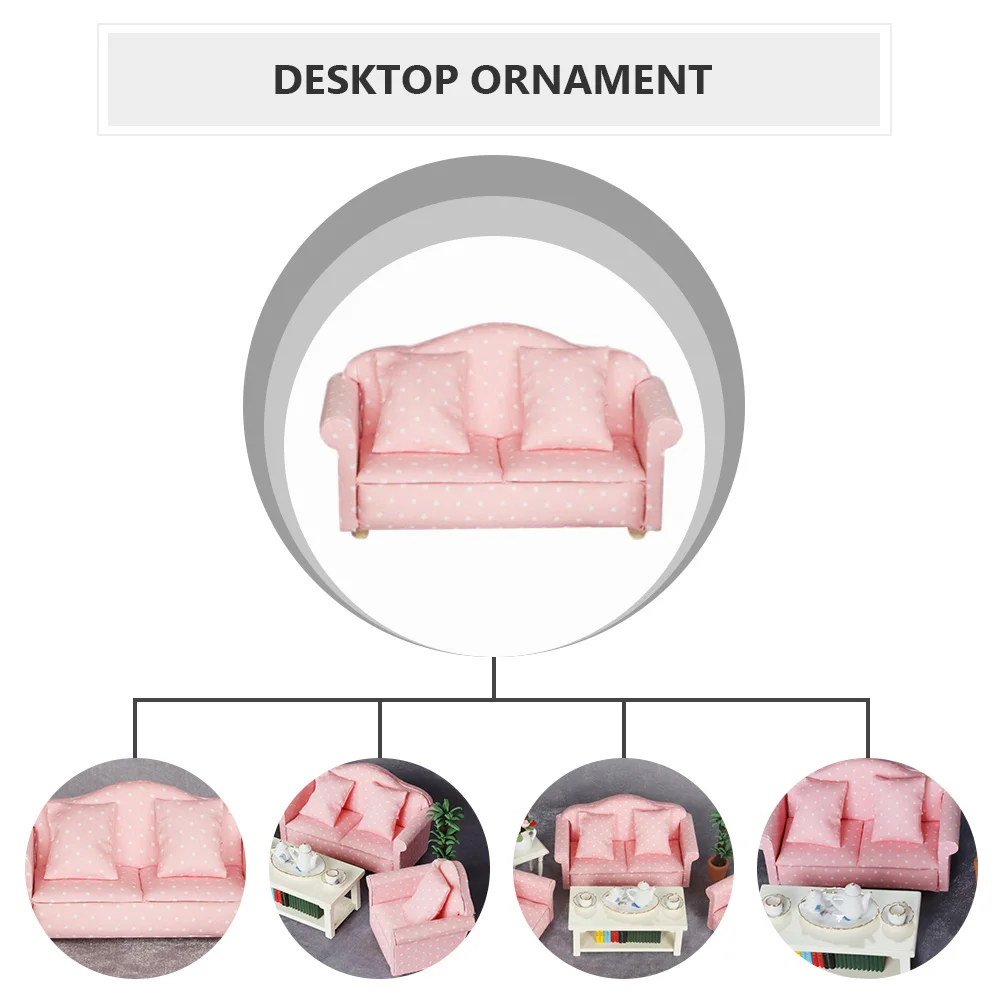 

Mini Sofa Playhouse Furniture Accessory Miniature Wooden Model Desktop Decor for Kids Home Smooth Non