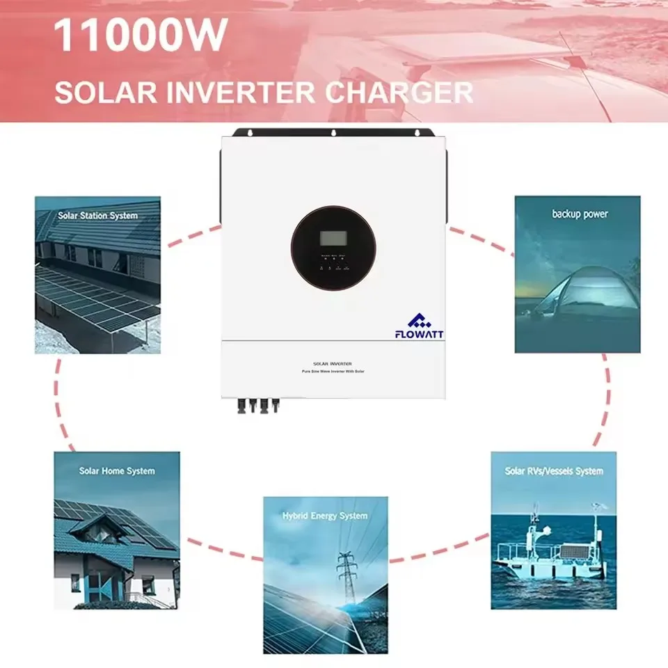 11KW عاكس هجين للطاقة الشمسية 120A مع مدخل مزدوج MPPT جهاز تحكم يعمل بالطاقة الشمسية 230Vac 48V 11000W عاكس شمسي هجين BMS #4