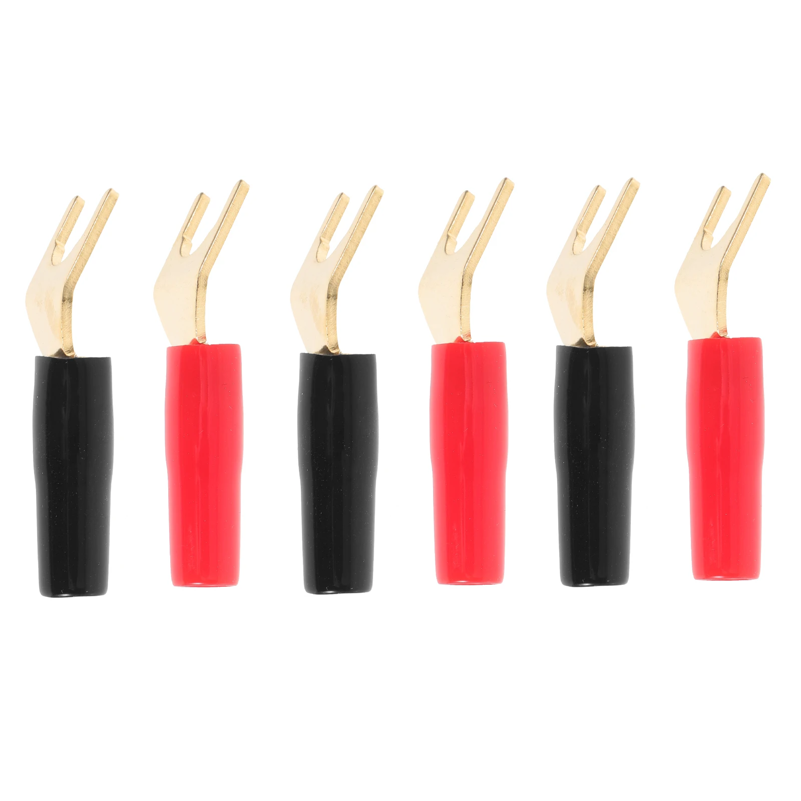 

6pcs Speaker Fork Gold-plated Copper U-shaped Banana Plug Cable Connector Terminal Audio Cable Plug Adapter Red Black
