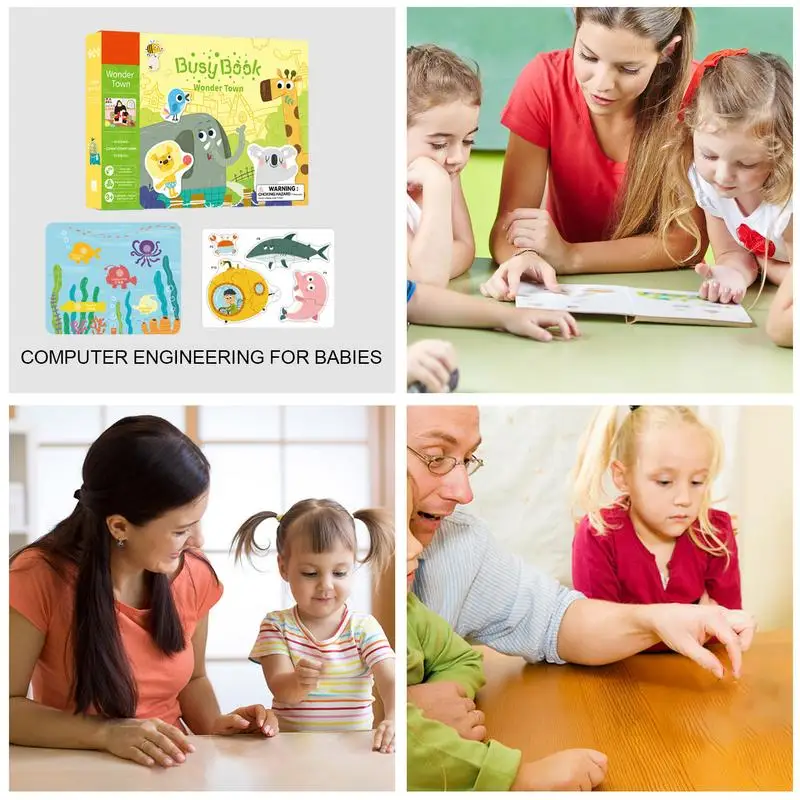 Kids Activity Book Educational Cartoon Design Sensory Toys Kindergarten Busy Book Kids Preschool Learning Activities No-Cut For