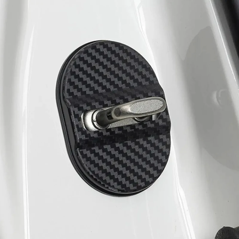 4pc Car Door Lock Cover Door Buckle Silent Shock-absorbing Cushion Refreshed Protective Cover Accessories