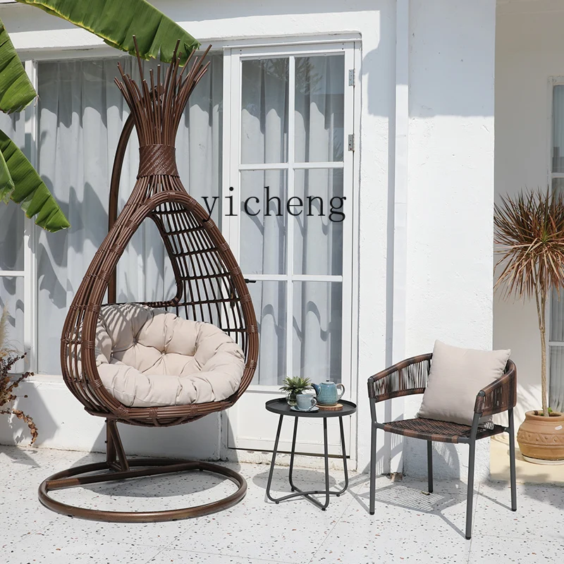 

ZYA outdoor balcony home cradle rattan bird's nest homestay courtyard leisure floor hanging basket rattan chair