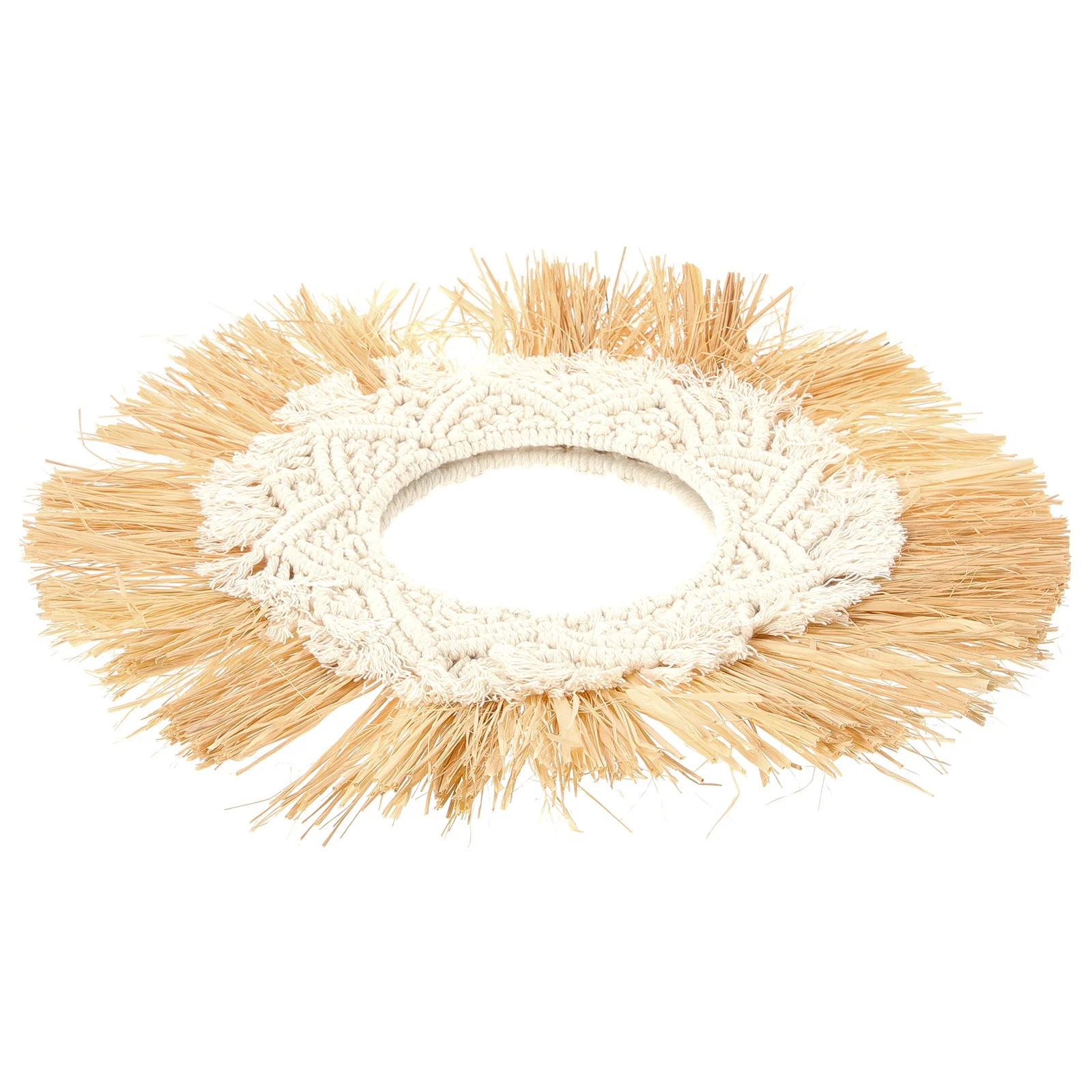 

Cute Boho Woven Mirror Round Wall Hanging Decor Rustic Farmhouse Style for Home Decoration Wall Mirrors Decorative