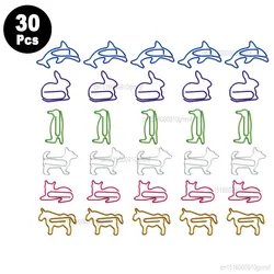 Kawaii Mini Clipes De Papel Set, Marcador de Metal, Bookmark Papelaria, Cute Desk Órgão Acessórios, Encadernação Suprimentos, 30Pcs