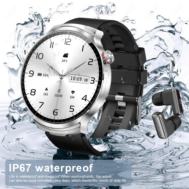 LUIK Nieuwe Smart Horloge TWS 2-in-1 Headset Bluetooth Oproep Hartslagmeter Sport Fitness Tracker Koptelefoon Muziek spelen Smartwatch