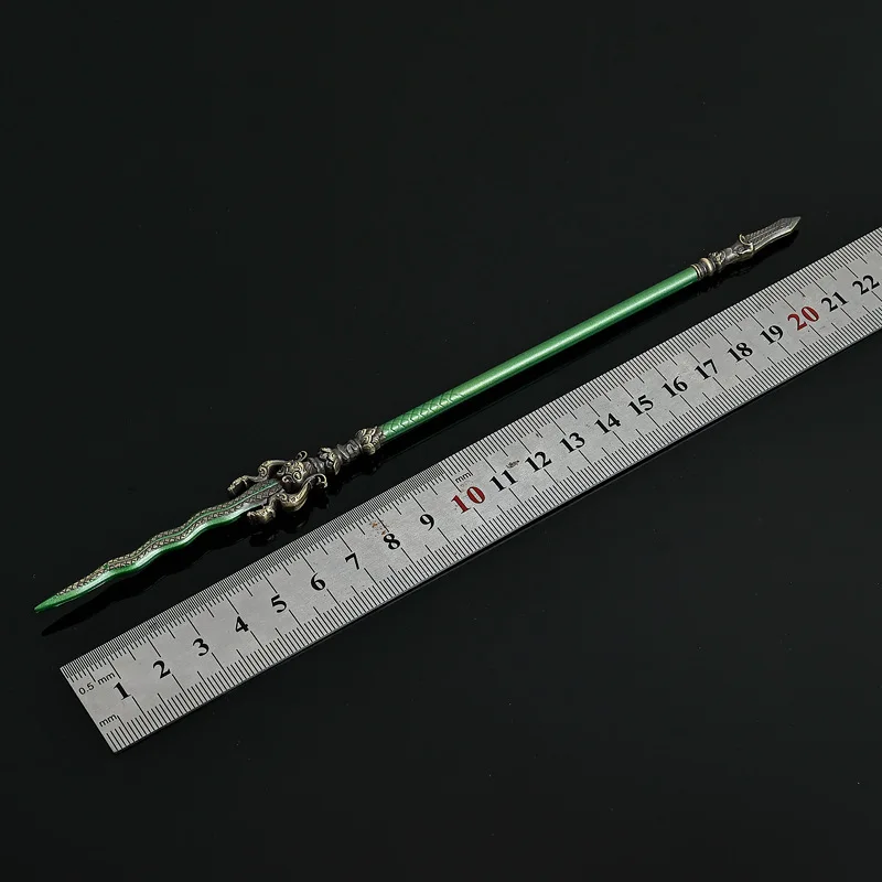 22cm/8.66in mito preto branco showman lança jogo periférico artes marciais arma modelo de metal brinquedos espada e faca ornamento de mesa