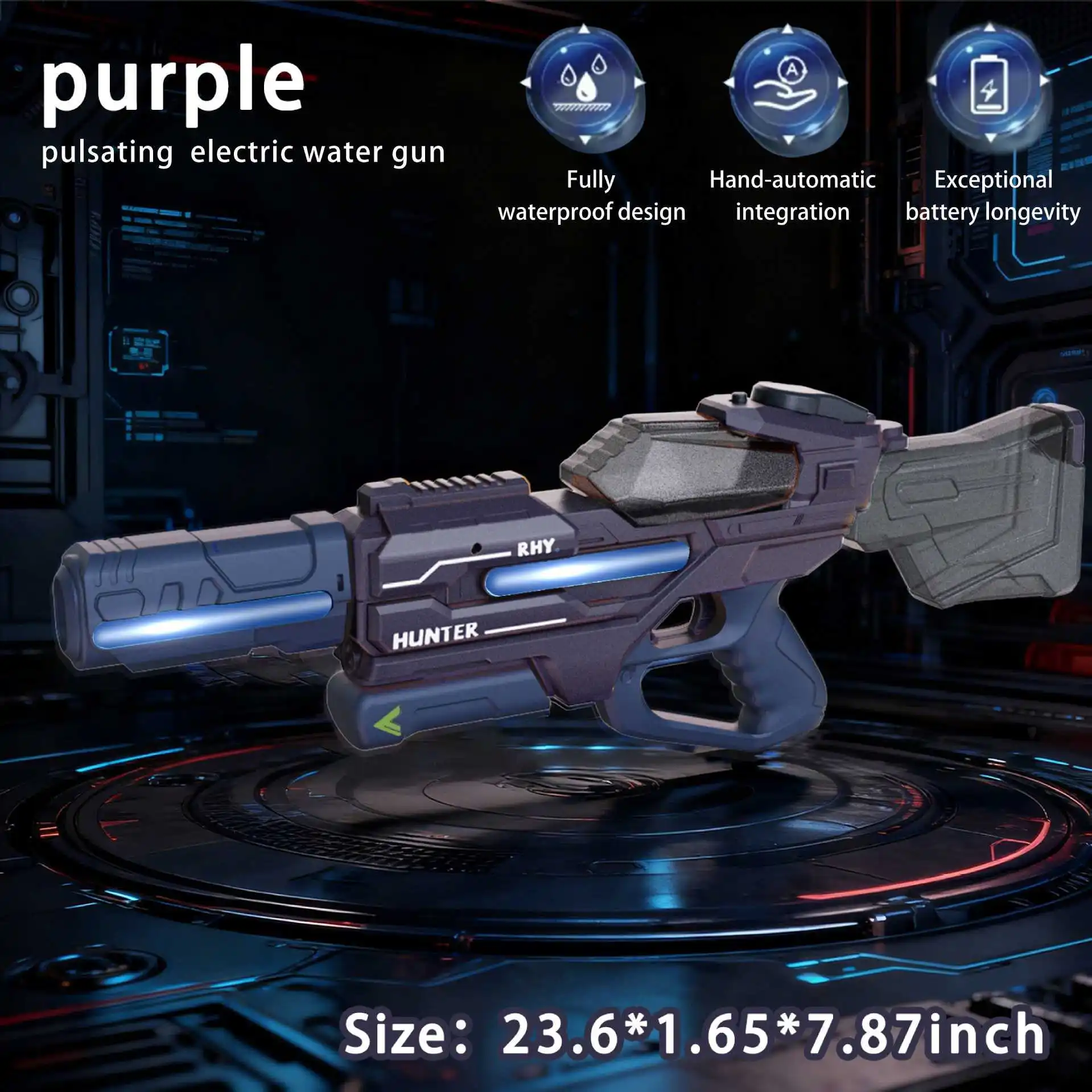 

Мощный водный пистолет с подсветкой, автоматическим забором воды, распылитель-бластер для игр на открытом воздухе и в бассейне для детей и мальчиков