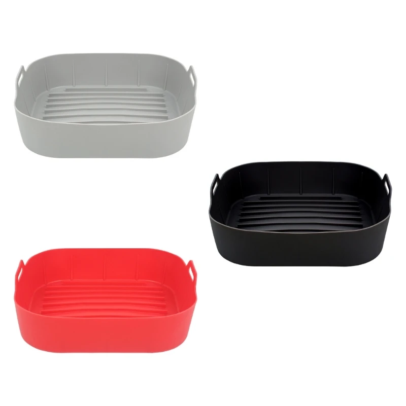 3Pcs Round Square Silicone Air Fryers Liners Reusable Silicone Air Fryers Tray