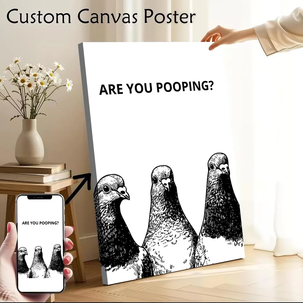 Pigeons & Funny Question Printed Canvas Poster Personalized High Quality Wall Art Paintings for Modern Living Room Pictures the